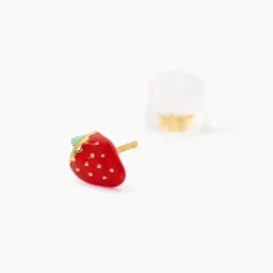 Boucles D'oreilles Puces Fraise Or Jaune