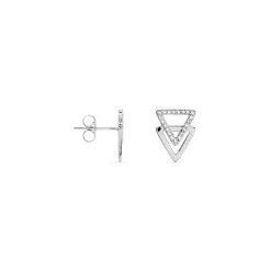 Boucles D'oreilles Puces Glorya Argent Blanc Oxyde De Zirconium