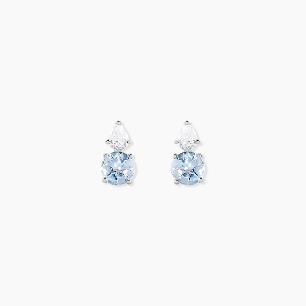 Boucles D'oreilles Puces Giana Or Blanc Topaze Et Oxyde De Zirconium