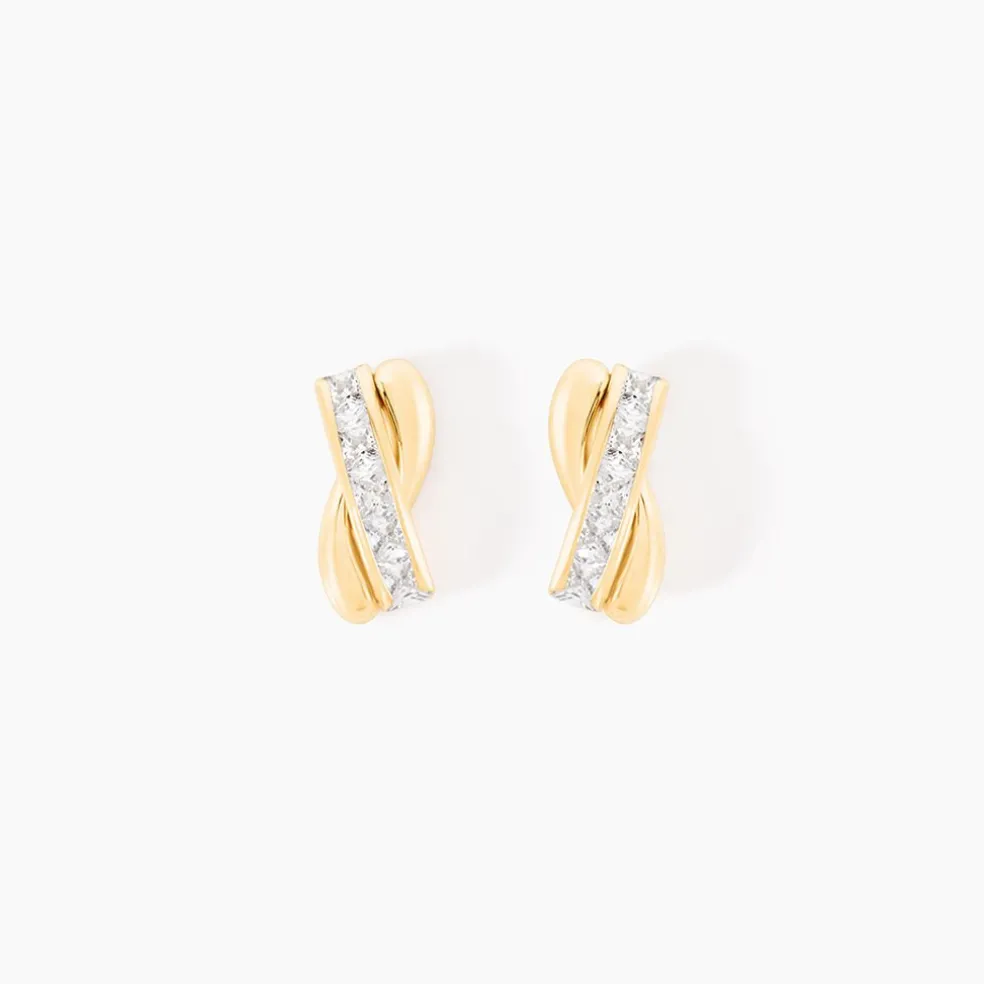 Boucles D'oreilles Puces Grebera Or Jaune Oxyde