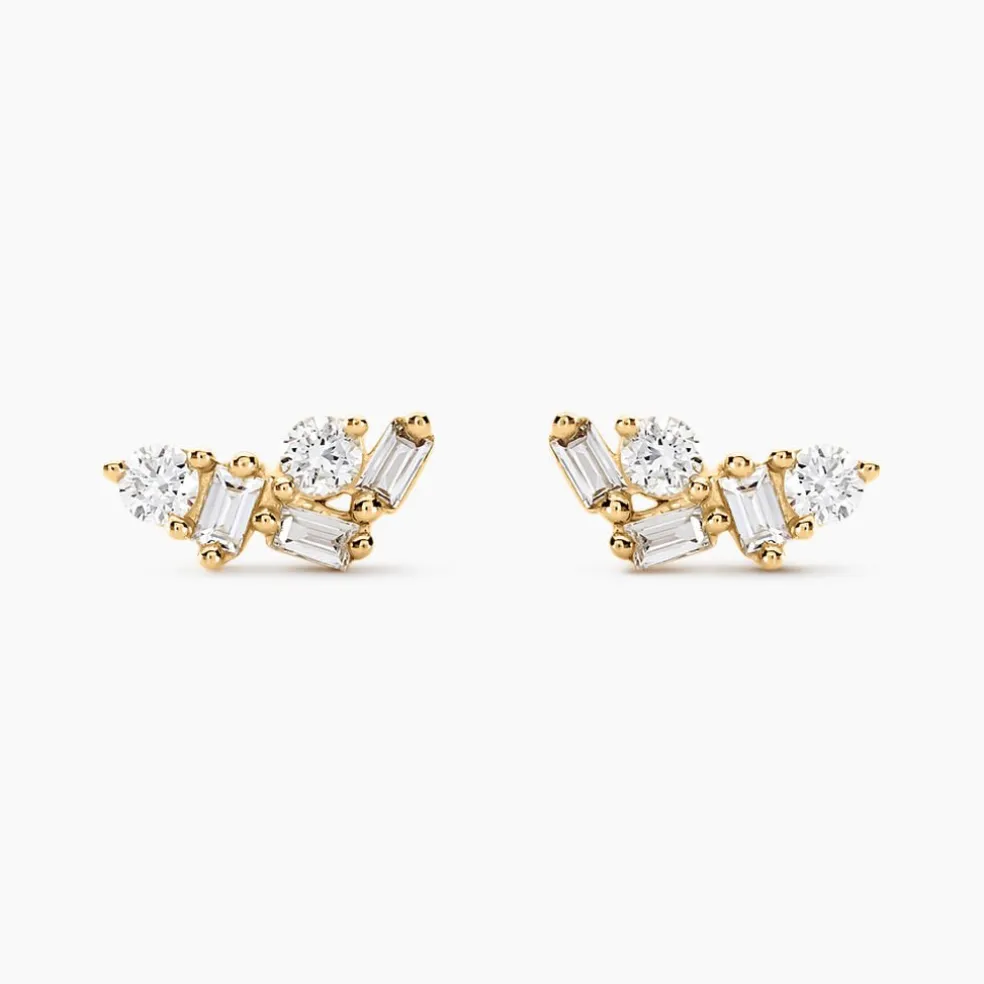 Boucles D'oreilles Puces Gemariah Or Jaune Diamant Synthétique
