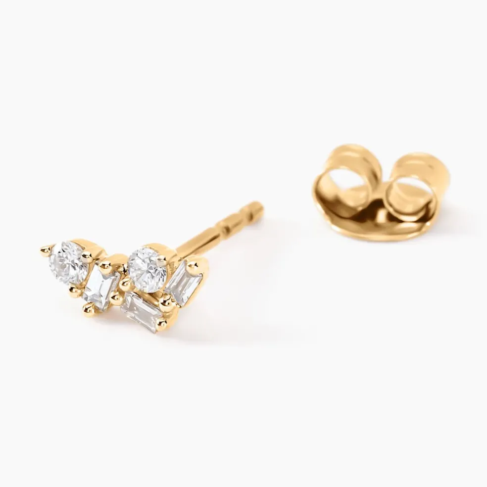 Boucles D'oreilles Puces Gemariah Or Jaune Diamant Synthétique