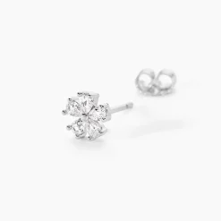 Boucles D'oreilles Puces Gisabel Argent Blanc Oxyde De Zirconium