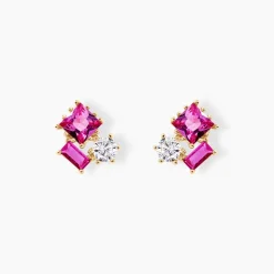 Boucles D'oreilles Puces Garland Or Jaune Oxyde De Zirconium