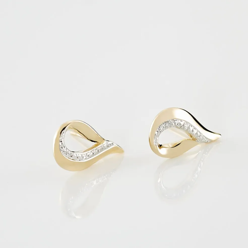 Boucles D'oreilles Puces Goccie Or Jaune Diamant