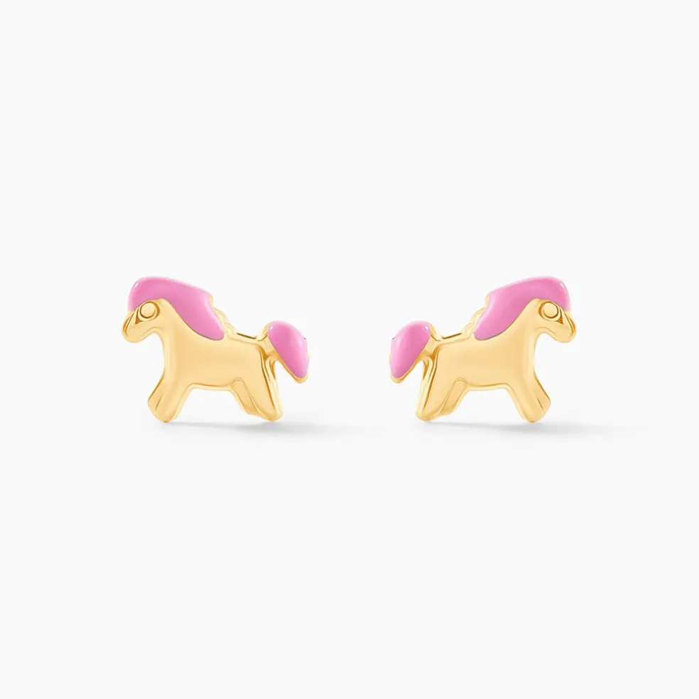 Boucles D'oreilles Puces Heldea Cheval Or Jaune