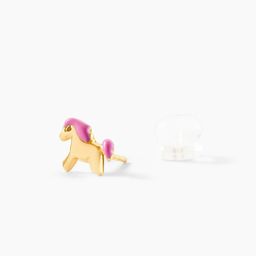 Boucles D'oreilles Puces Heldea Cheval Or Jaune