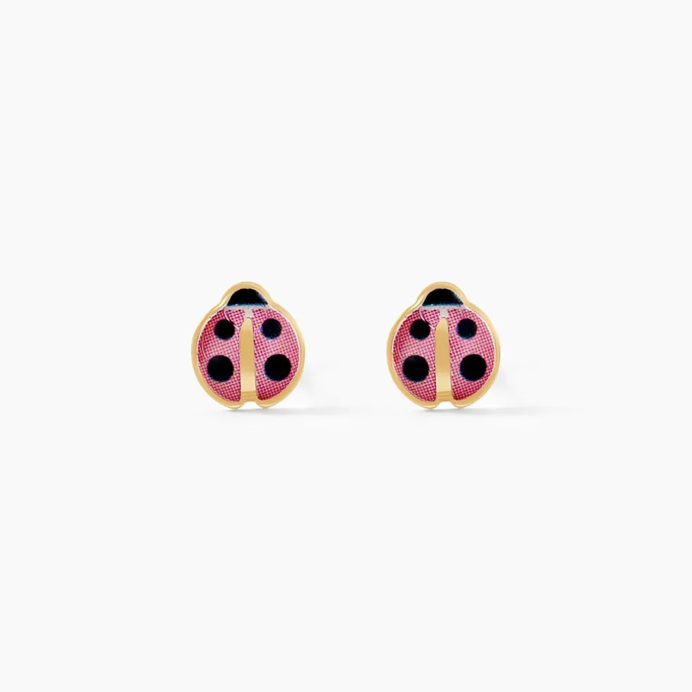 Boucles D'oreilles Puces Helidie Coccinelle Or Jaune