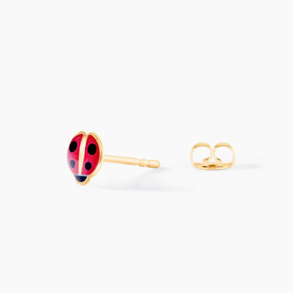 Boucles D'oreilles Puces Helidie Coccinelle Or Jaune