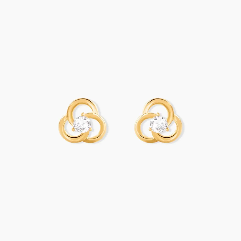 Boucles D'Oreilles Puces Isaias Or Jaune Oxyde De Zirconium