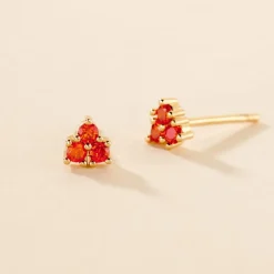 Boucles D'oreilles Puces Istoria Plaqué Or Jaune Oxyde De Zirconium