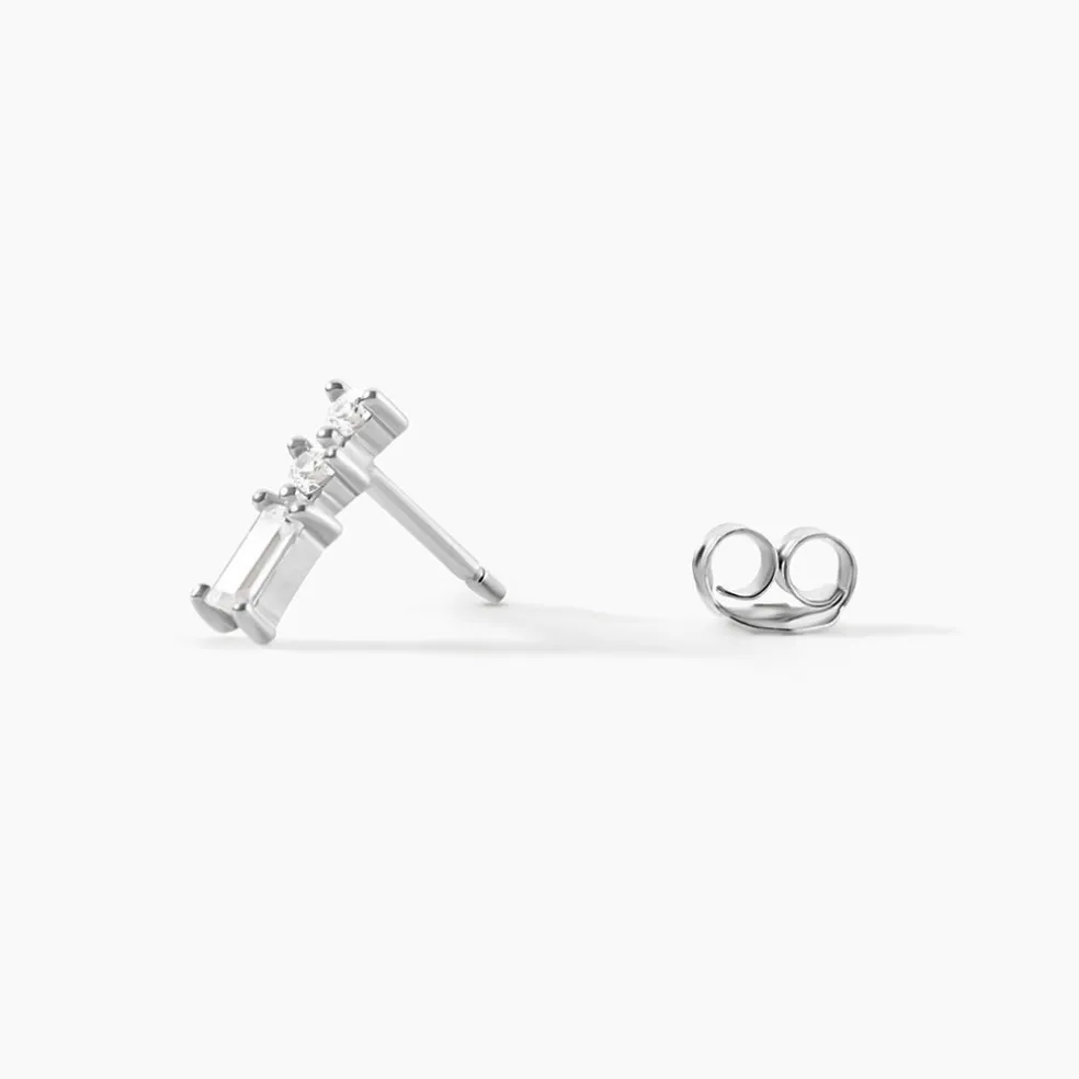 Boucles D'oreilles Puces Iolyn Argent Blanc Oxyde De Zirconium