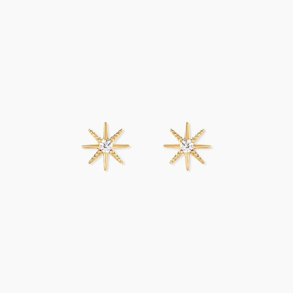 Boucles D'Oreilles Puces Ishmael Or Jaune Oxyde De Zirconium