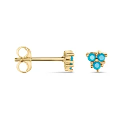 Boucles D'oreilles Puces Istoria Plaqué Or Jaune Pierre D'imitation