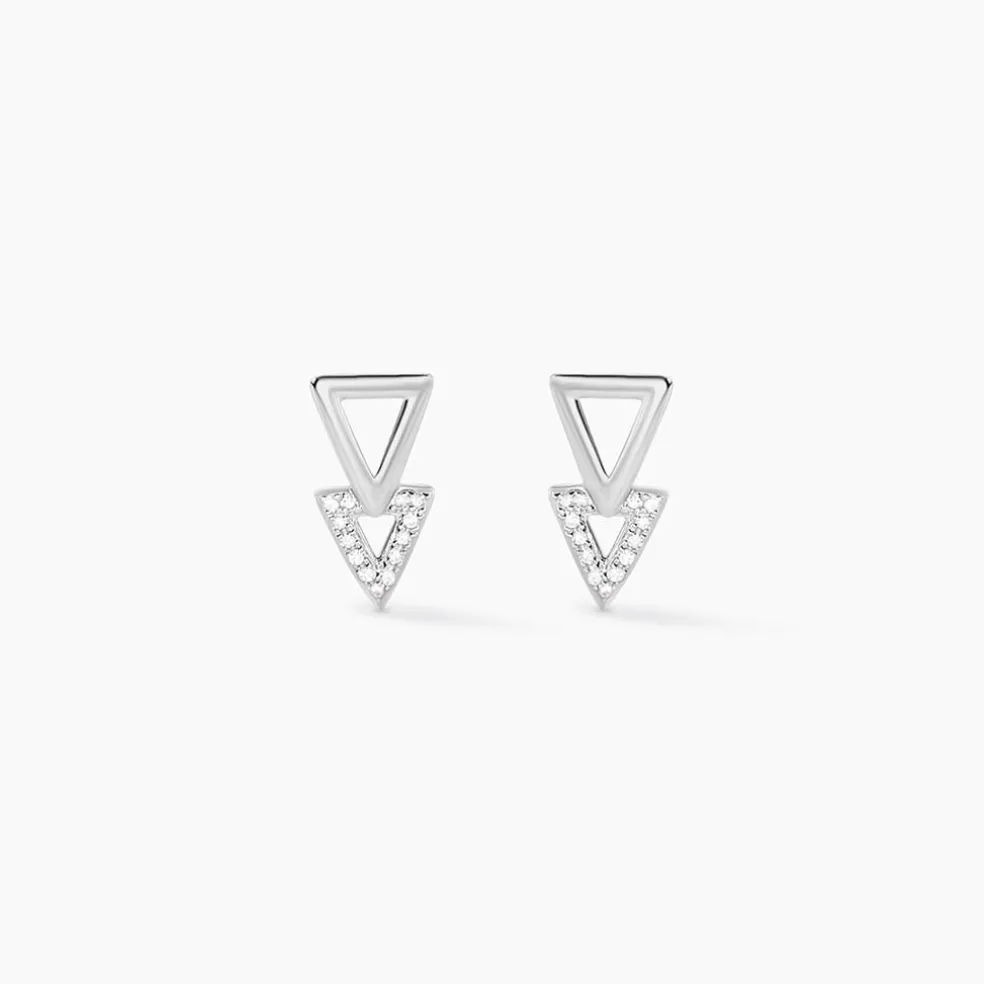Boucles D'oreilles Puces Joy Or Blanc Diamant