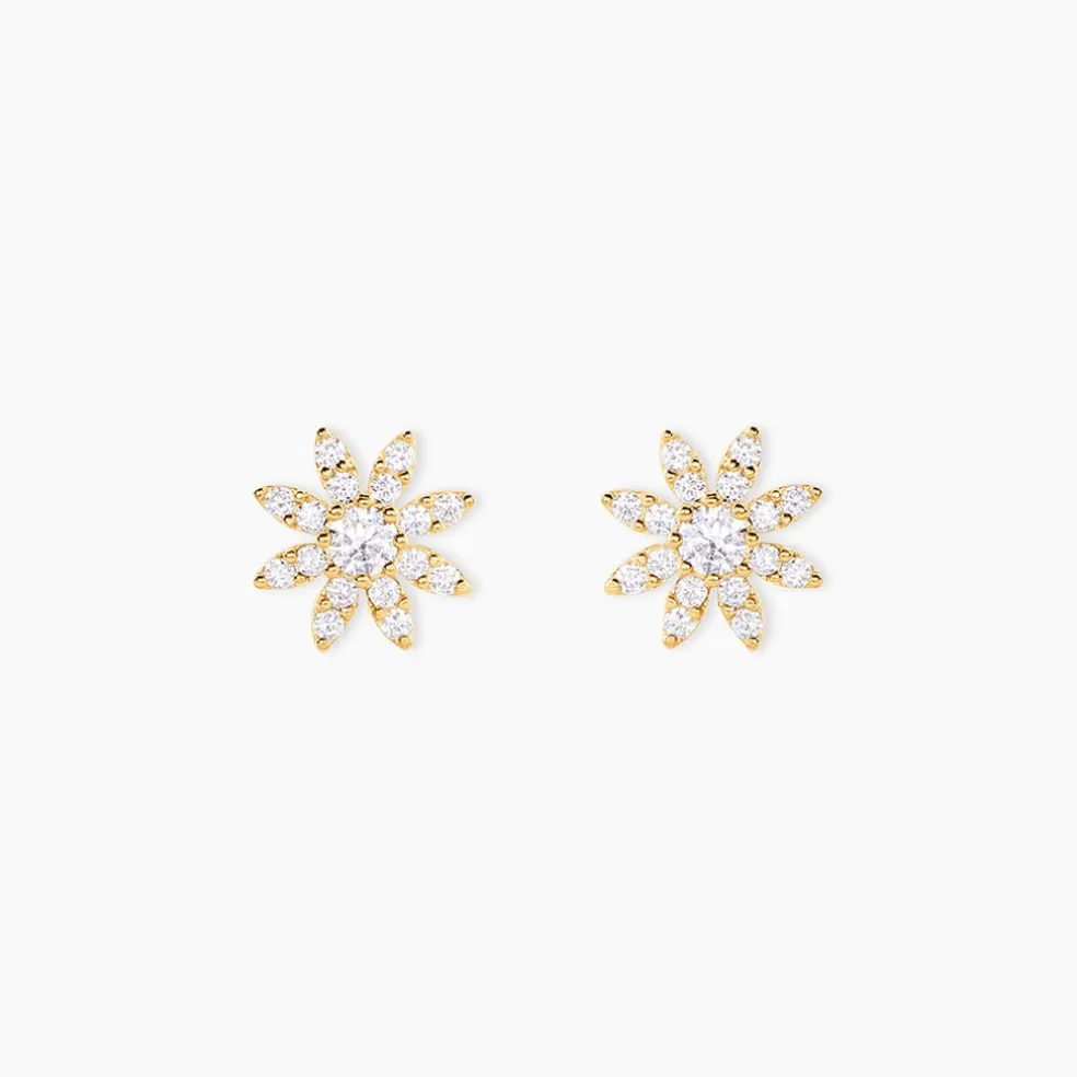 Boucles D'Oreilles Puces Josias Or Jaune Oxyde De Zirconium