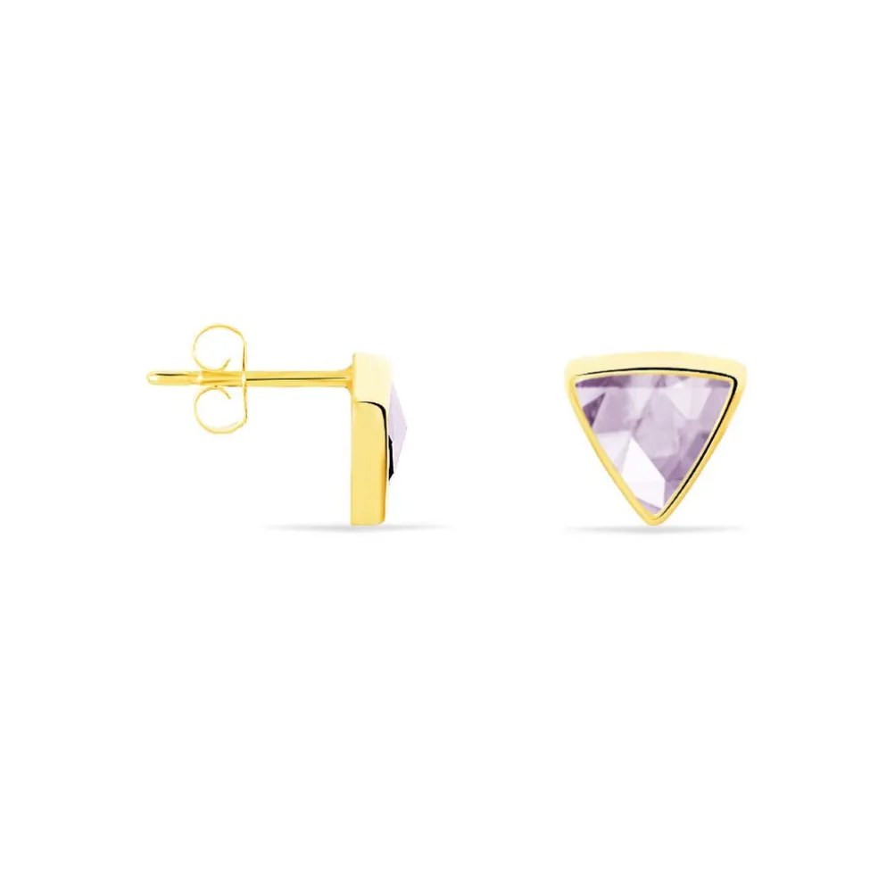 Boucles D'oreilles Puces Juliete Or Jaune Amethyste