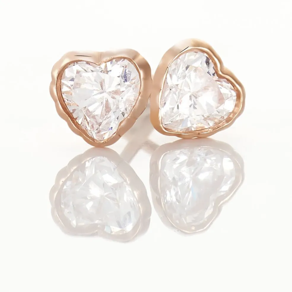 Boucles D'oreilles Puces Kadidjatou Or Rose Oxyde De Zirconium
