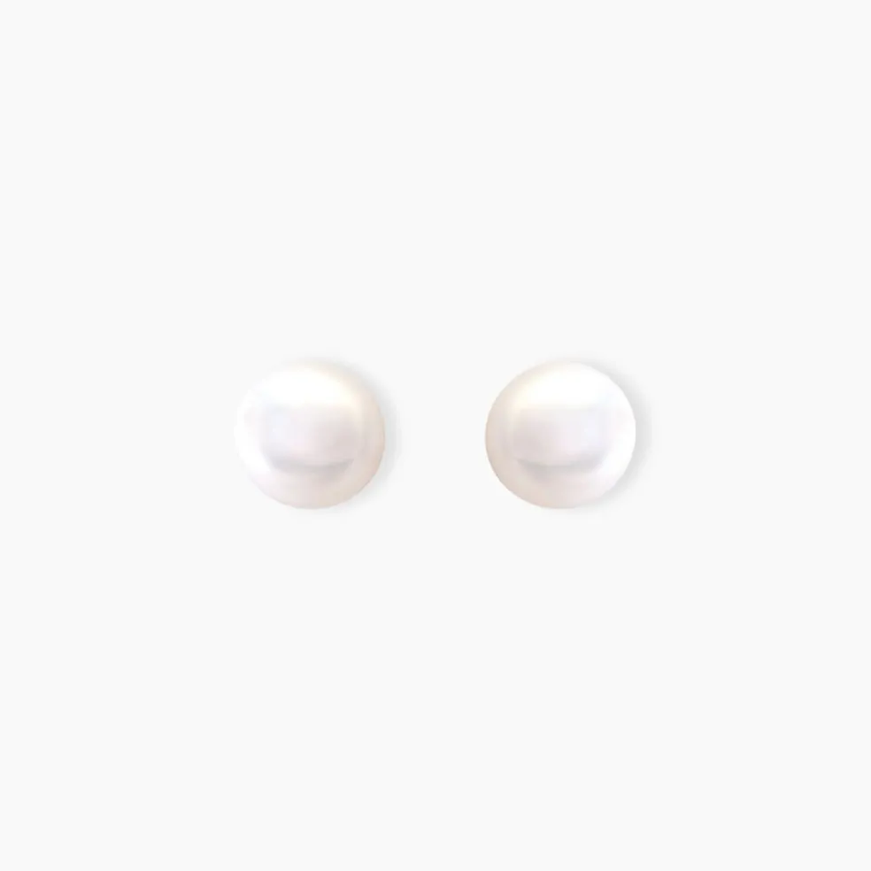 Boucles D'oreilles Puces Kesya Nacres Bouton Or Jaune Perle De Culture