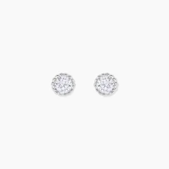 Boucles D'oreilles Puces Kadidia Or Blanc Oxyde De Zirconium