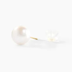Boucles D'oreilles Puces Kesya Nacres Bouton Or Jaune Perle De Culture