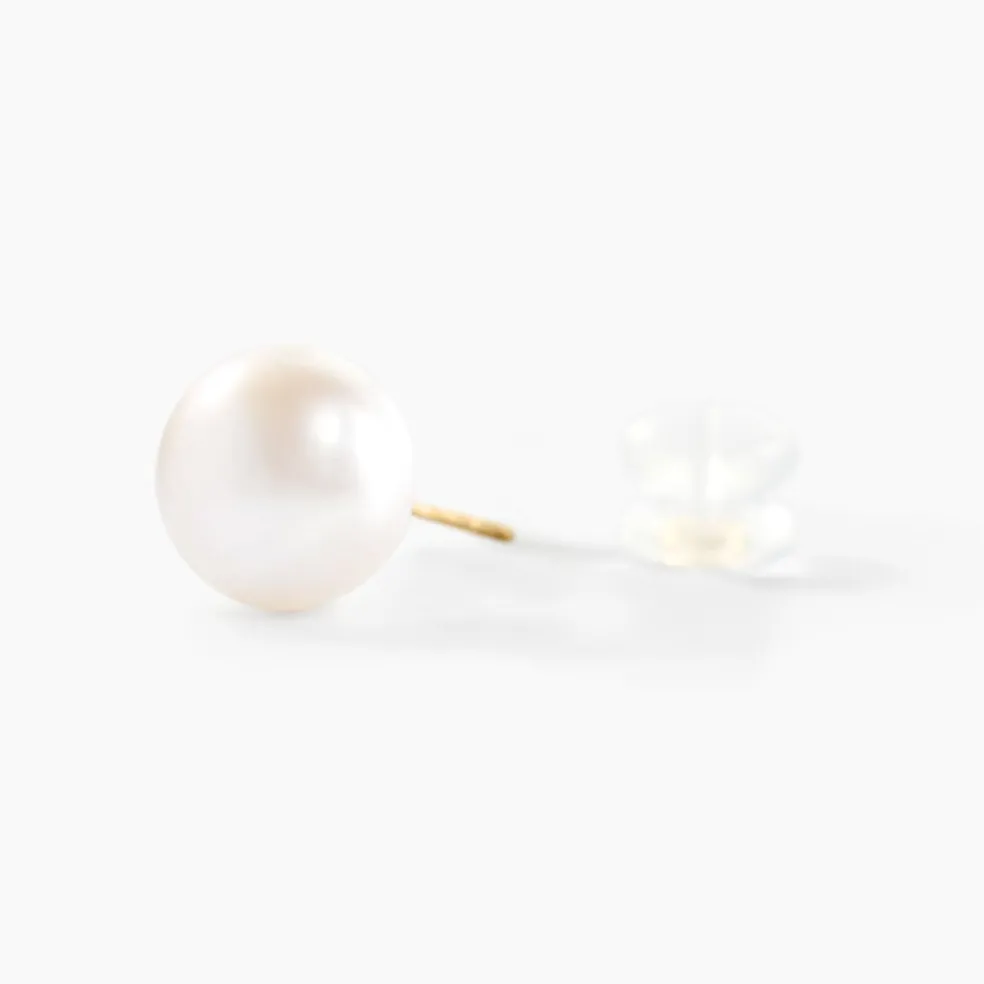 Boucles D'oreilles Puces Kesya Nacres Bouton Or Jaune Perle De Culture