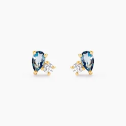 Boucles D'oreilles Puces Kobina Or Jaune Topaze Oxyde De Zirconium