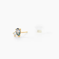 Boucles D'oreilles Puces Kobina Or Jaune Topaze Oxyde De Zirconium
