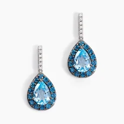 Boucles D'oreilles Puces Kenzi Or Blanc Topaze Oxyde De Zirconium
