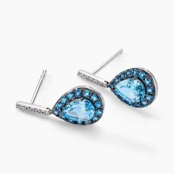Boucles D'oreilles Puces Kenzi Or Blanc Topaze Oxyde De Zirconium