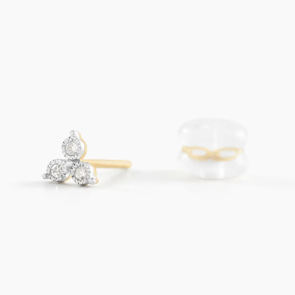 Boucles D'oreilles Puces Kam Or Jaune Diamant