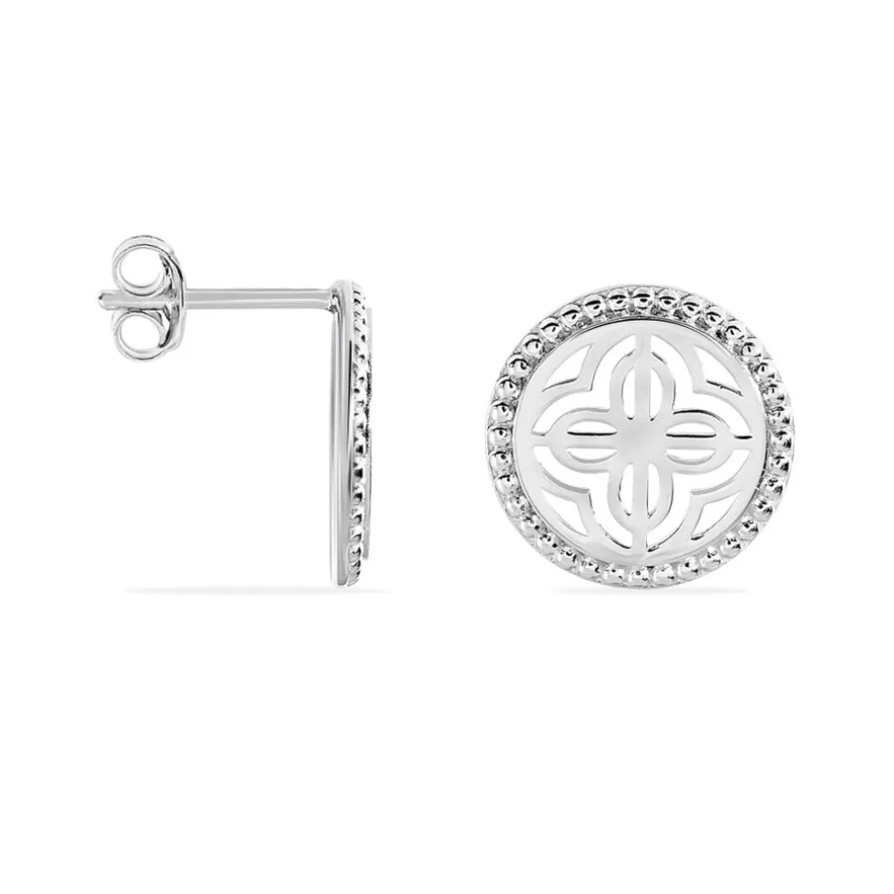 Boucles D'oreilles Puces Laetizia Celine Argent Blanc