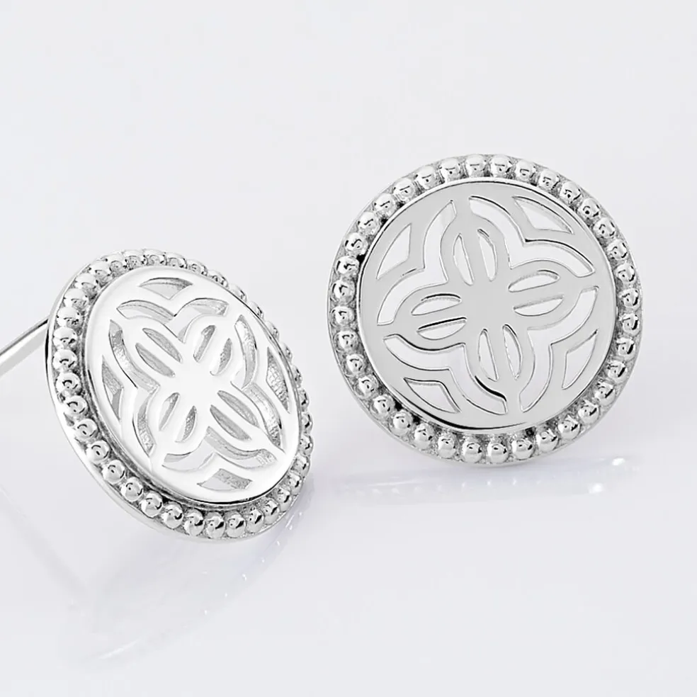 Boucles D'oreilles Puces Laetizia Celine Argent Blanc