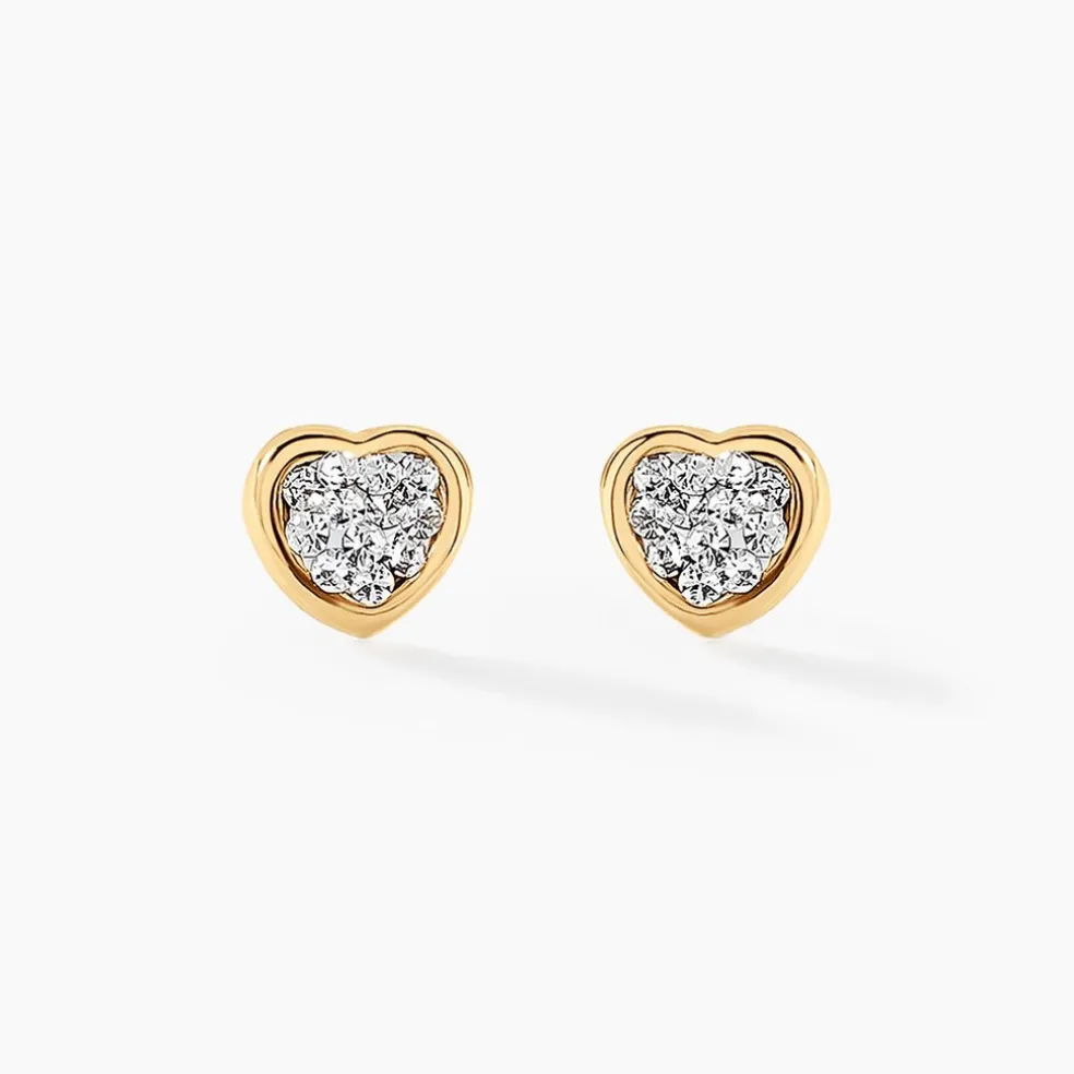 Boucles D'oreilles Puces Latanya Or Jaune Strass