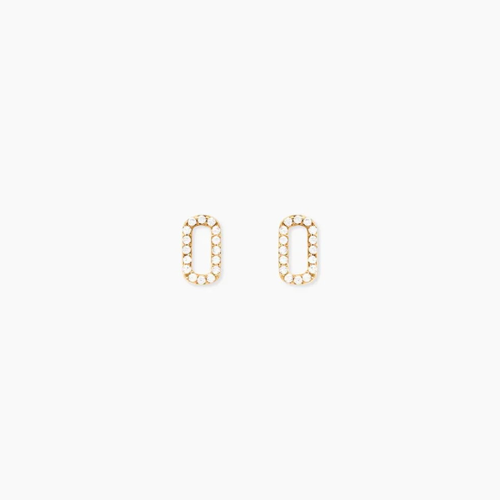 Boucles D'Oreilles Puces Lueur Plaqué Or Jaune Oxyde De Zirconium