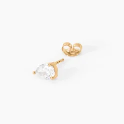 Boucles D'oreilles Puces Lyncia Plaqué Or Jaune Oxyde De Zirconium