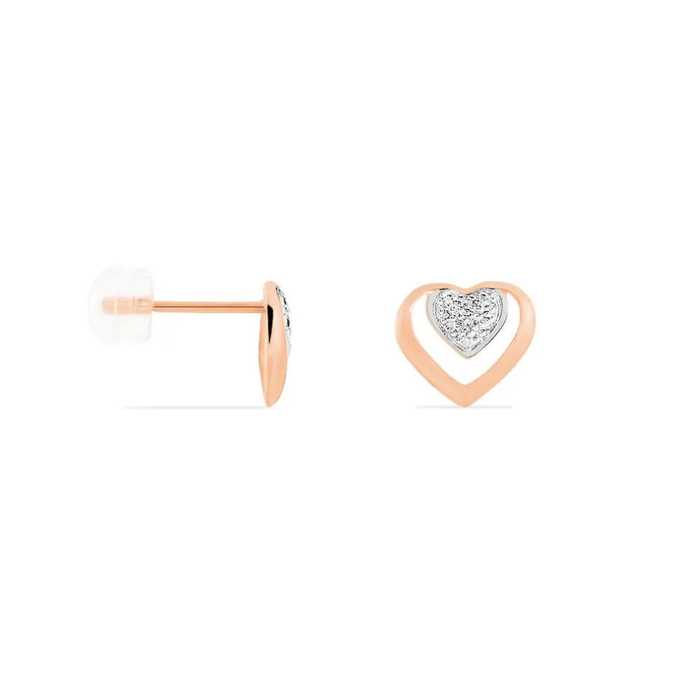 Boucles D'oreilles Puces Liana Or Rose Diamant