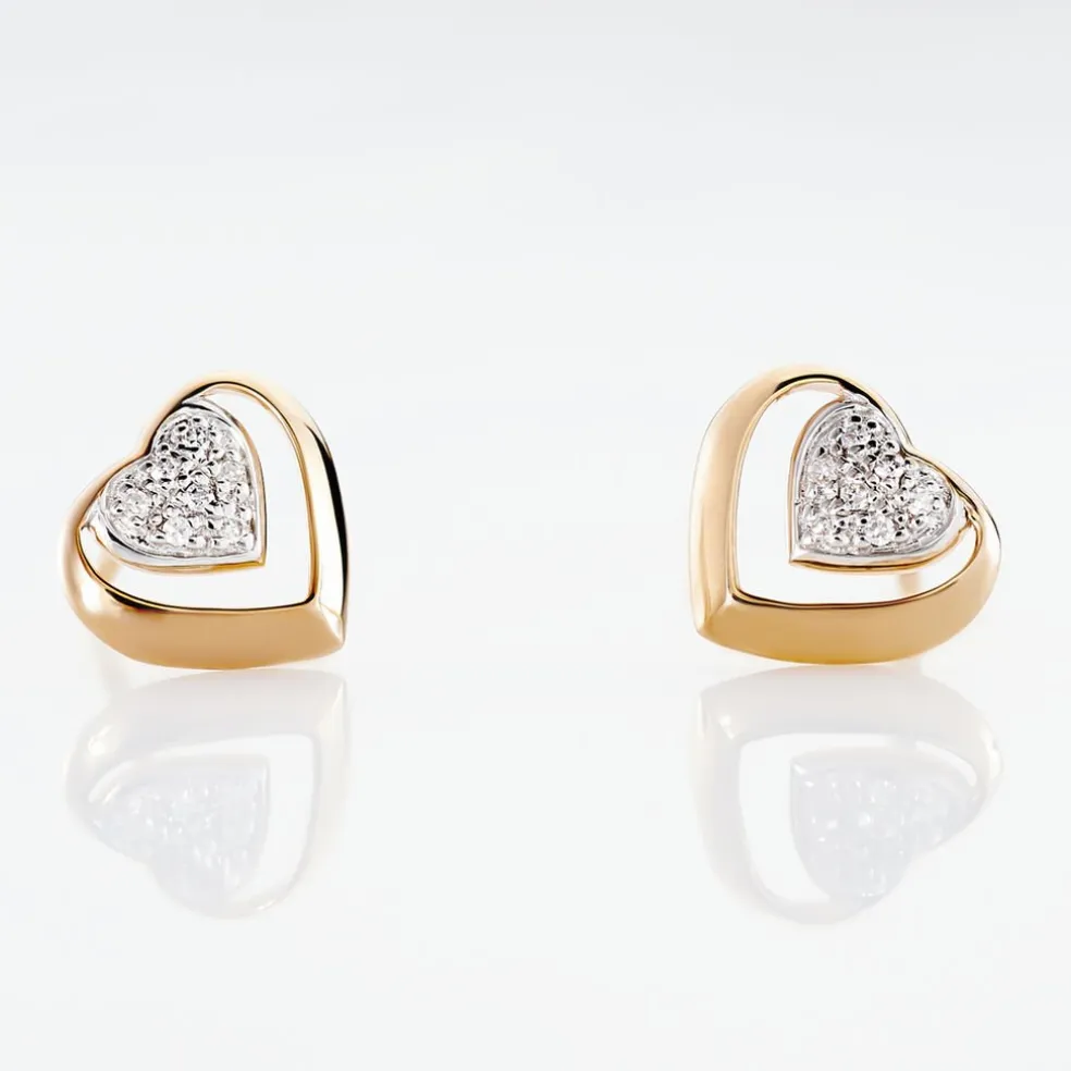 Boucles D'oreilles Puces Liana Or Rose Diamant