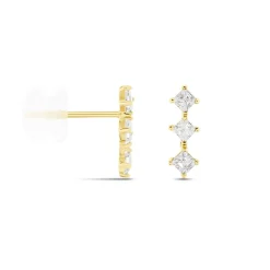Boucles D'oreilles Puces Lorens Or Jaune Oxyde De Zirconium