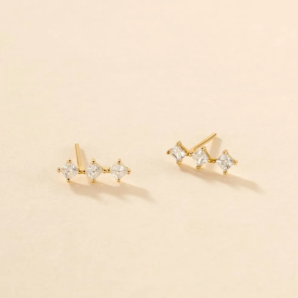 Boucles D'oreilles Puces Lorens Or Jaune Oxyde De Zirconium