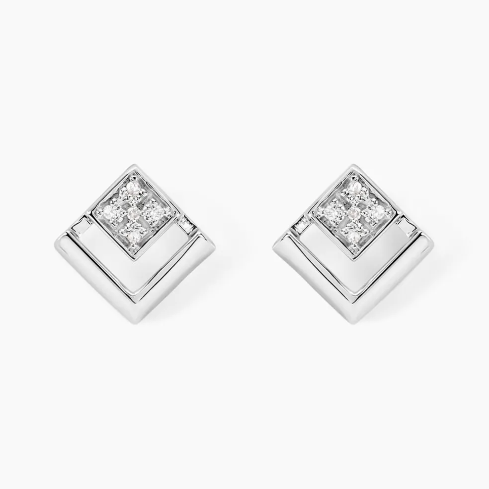 Boucles D'oreilles Puces Liana Or Blanc Diamant