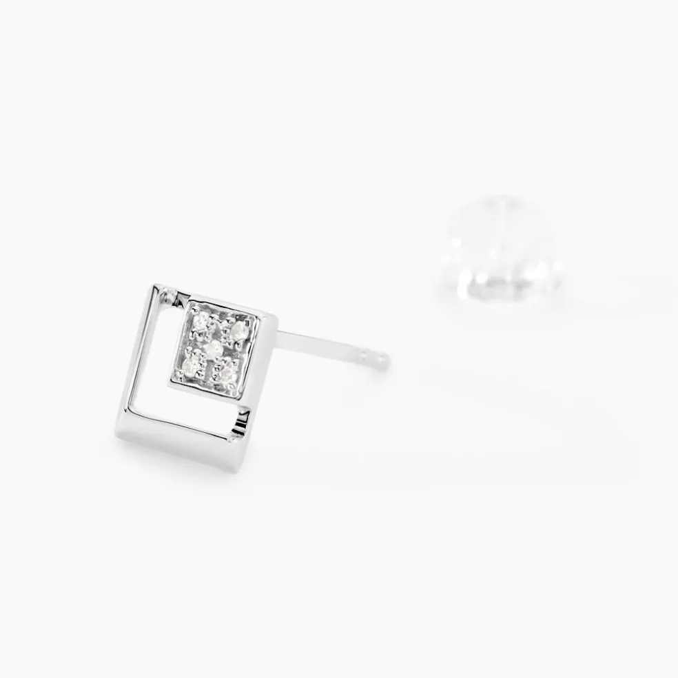 Boucles D'oreilles Puces Liana Or Blanc Diamant