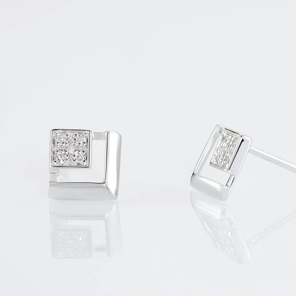 Boucles D'oreilles Puces Liana Or Blanc Diamant
