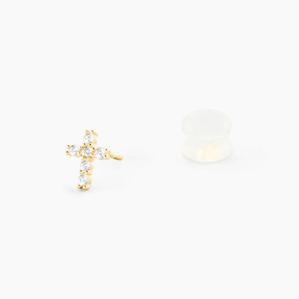 Boucles D'oreilles Puces Luna Or Jaune Oxyde De Zirconium