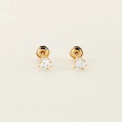 Boucles D'oreilles Puces Leidi Or Jaune Oxyde De Zirconium