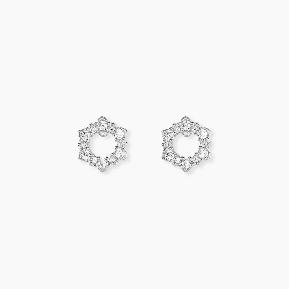 Boucles D'oreilles Puces Louwenn Argent Blanc Oxyde De Zirconium