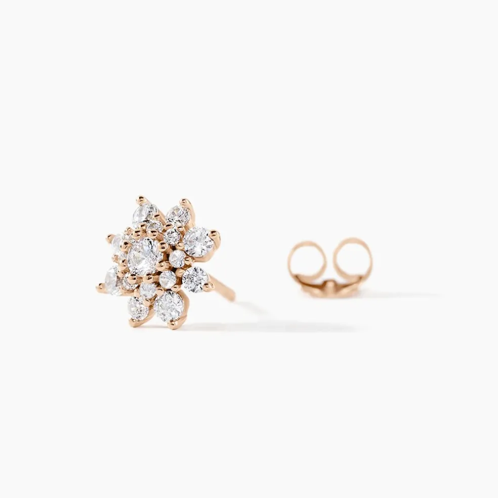 Boucles D'oreilles Puces Lorraine Argent Rose Oxyde De Zirconium
