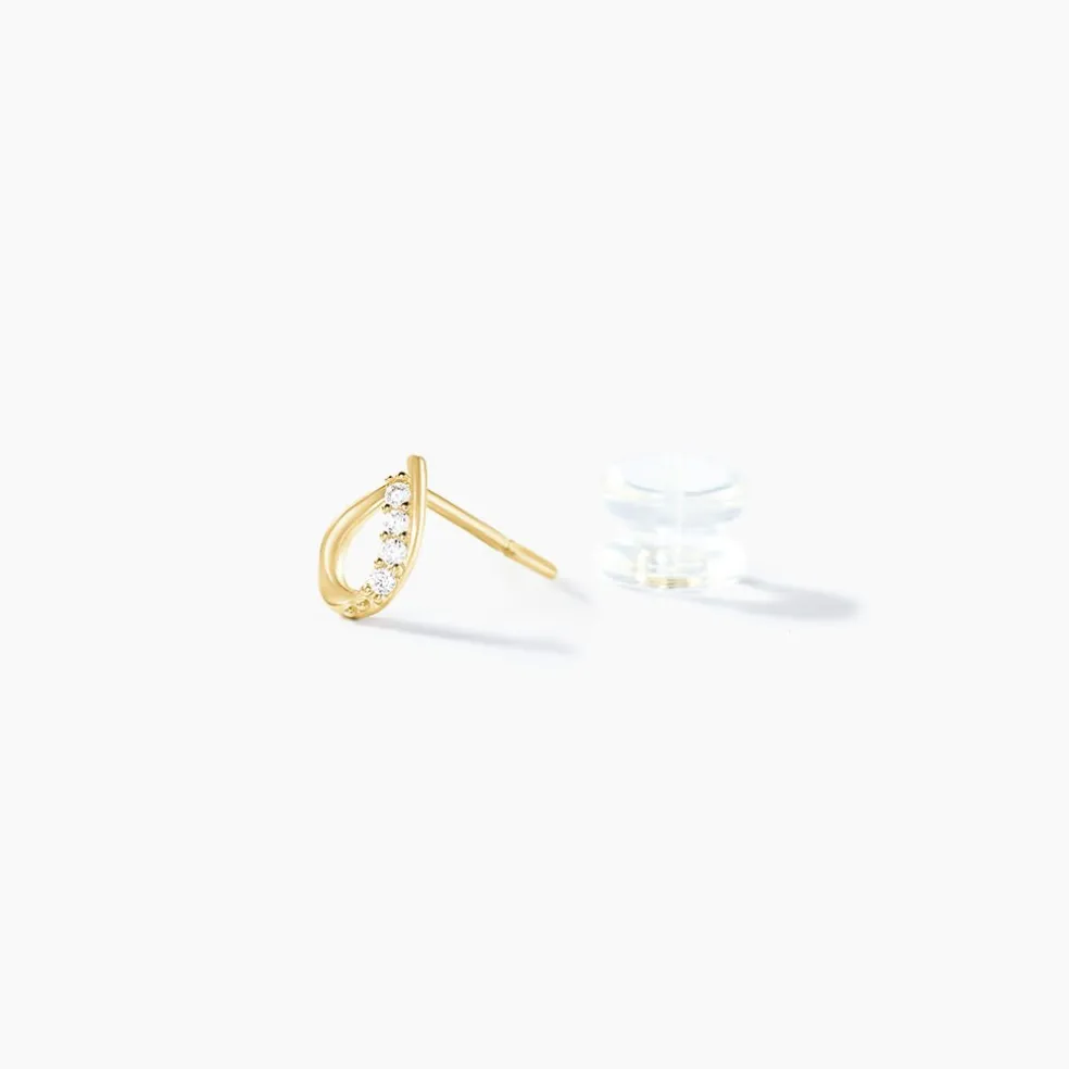 Boucles D'oreilles Puces Lisianthus Or Jaune Oxyde