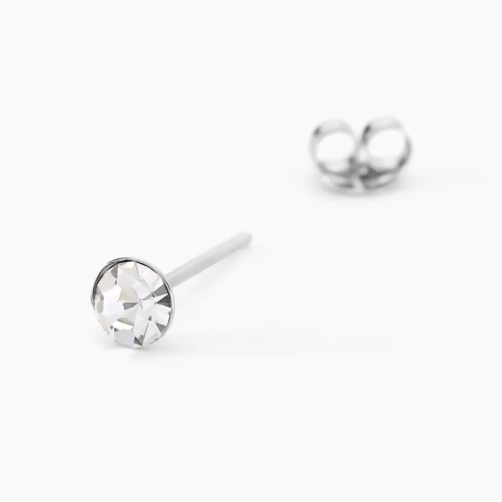 Boucles D'oreilles Puces Loeiza Argent Blanc Oxyde De Zirconium