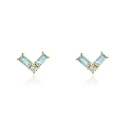 Boucles D'oreilles Puces Lavender Or Jaune Topaze